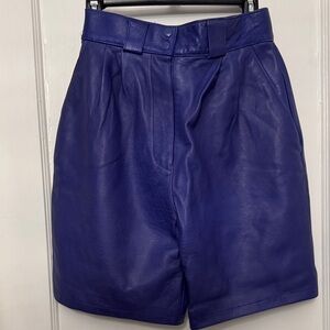 Women's Blue Leather Shorts